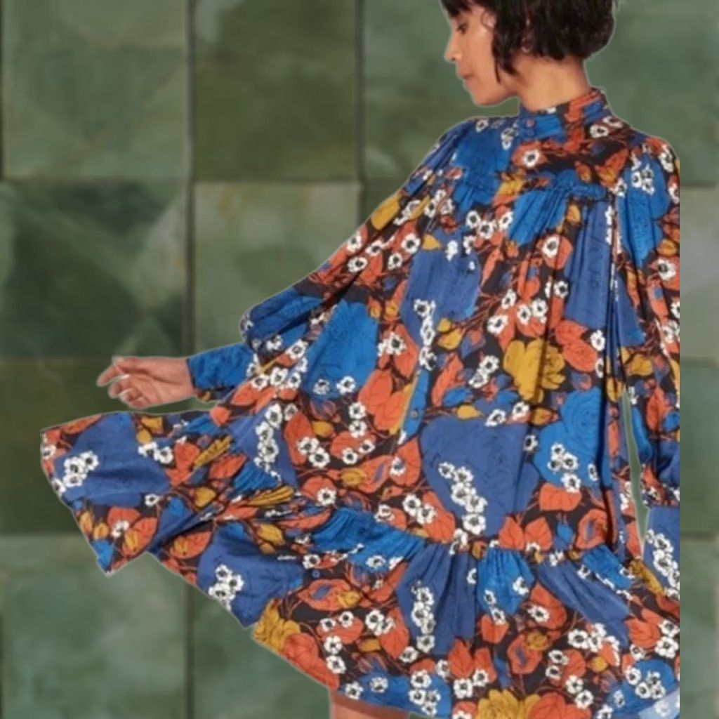 Cleobella Cleobella Claire Floral Mini Dress Women XS Multicolor Long Sleeve Button Satin Viscose Flower Size XS / US 0-2 / IT 36-38 - 1 Thumbnail