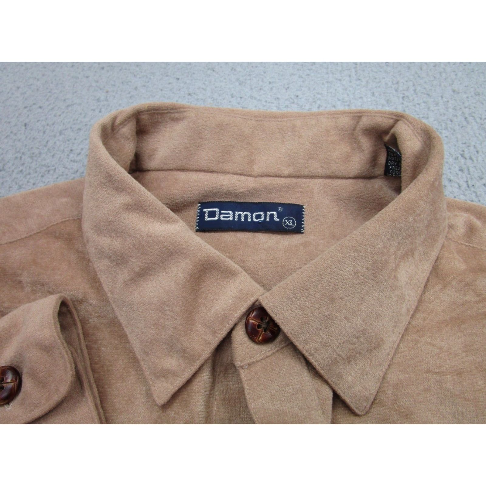 Velvet Damon Shirt Mens XL Beige Velvet Microfiber Suede Feel Vintage 80s Rockabilly Size US XL / EU 56 / 4 - 5 Thumbnail