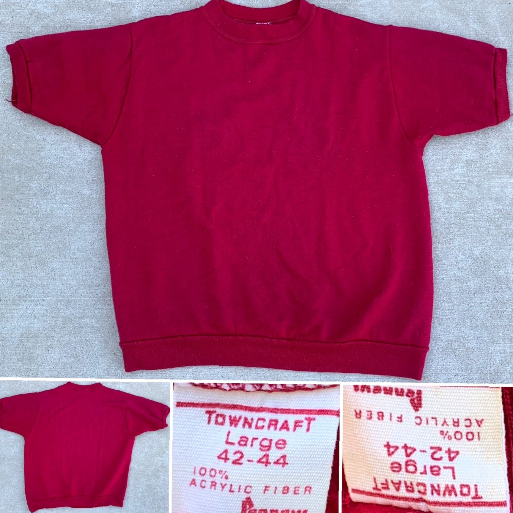 Vintage VINTAGE Towncraft Sweatshirt Short Sleeve Red L 42 44 Acrylic Fiber Pullover Men Vintage USA College Retro 50s 60s Size US L / EU 52-54 / 3 - 2 Thumbnail