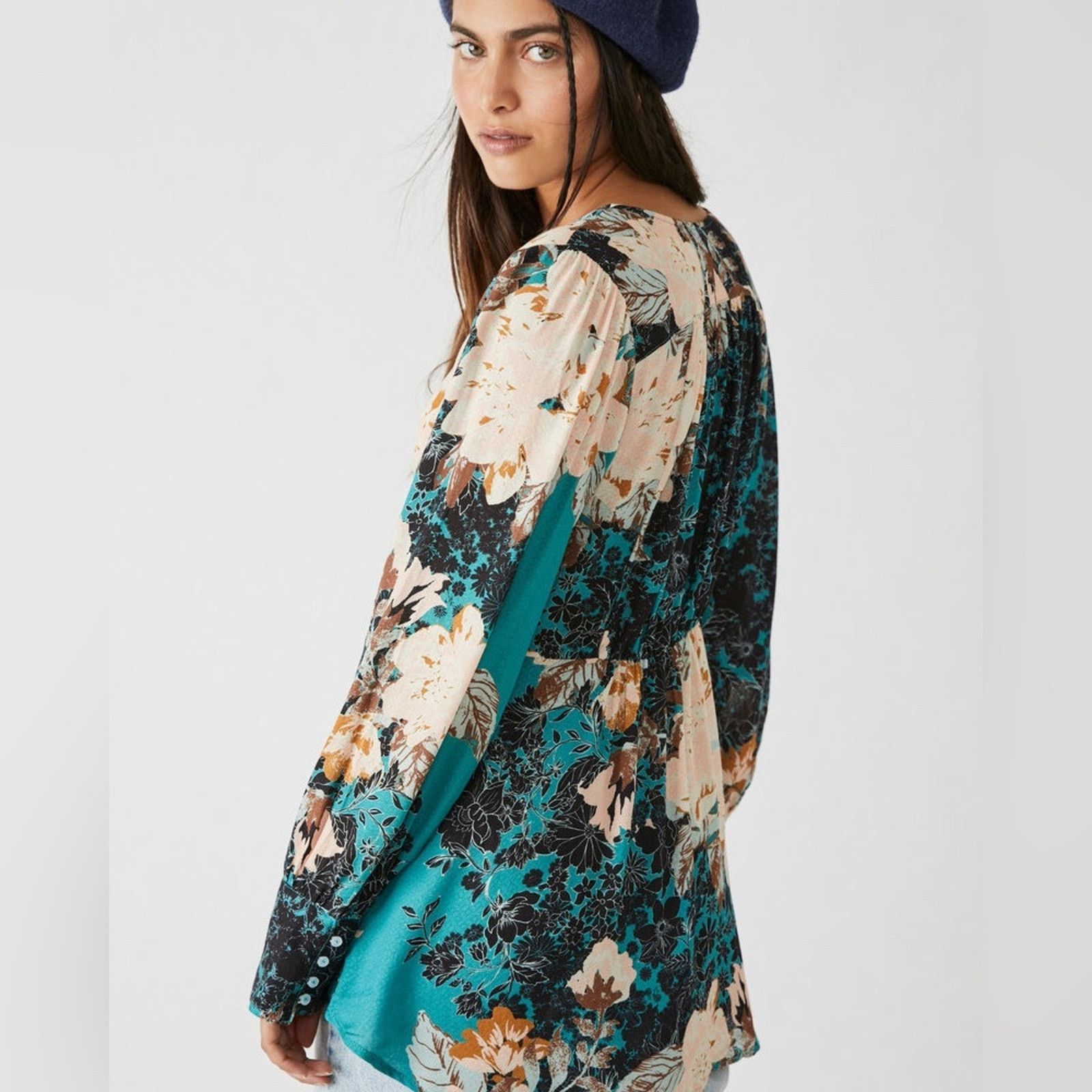 Free People Free People Mikayla Printed Tunic Green Balsam Combo Size S / US 4 / IT 40 - 2 Thumbnail