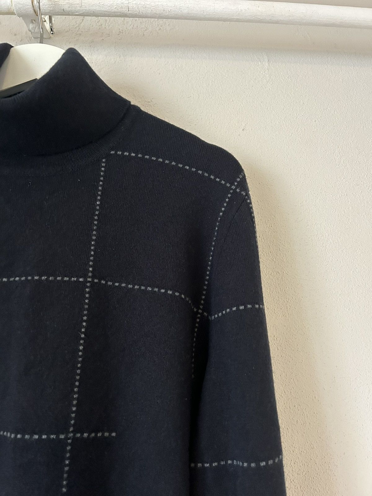 Hermes 100% Cashmere Turtleneck Sweater w/ Asymmetric Grid Pattern Size US XL / EU 56 / 4 - 4 Thumbnail