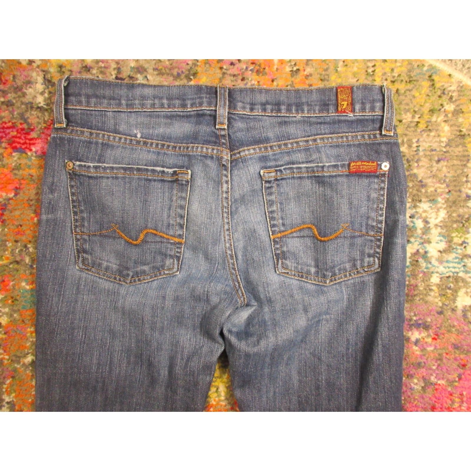 7 For All Mankind VINTAGE 7 For All Mankind Jeans Womens Slim Low Rise 27x29 Blue Roxanne Stretch Tapered 5-Pocket Denim Size 27" / US 4 / IT 40 - 6 Thumbnail