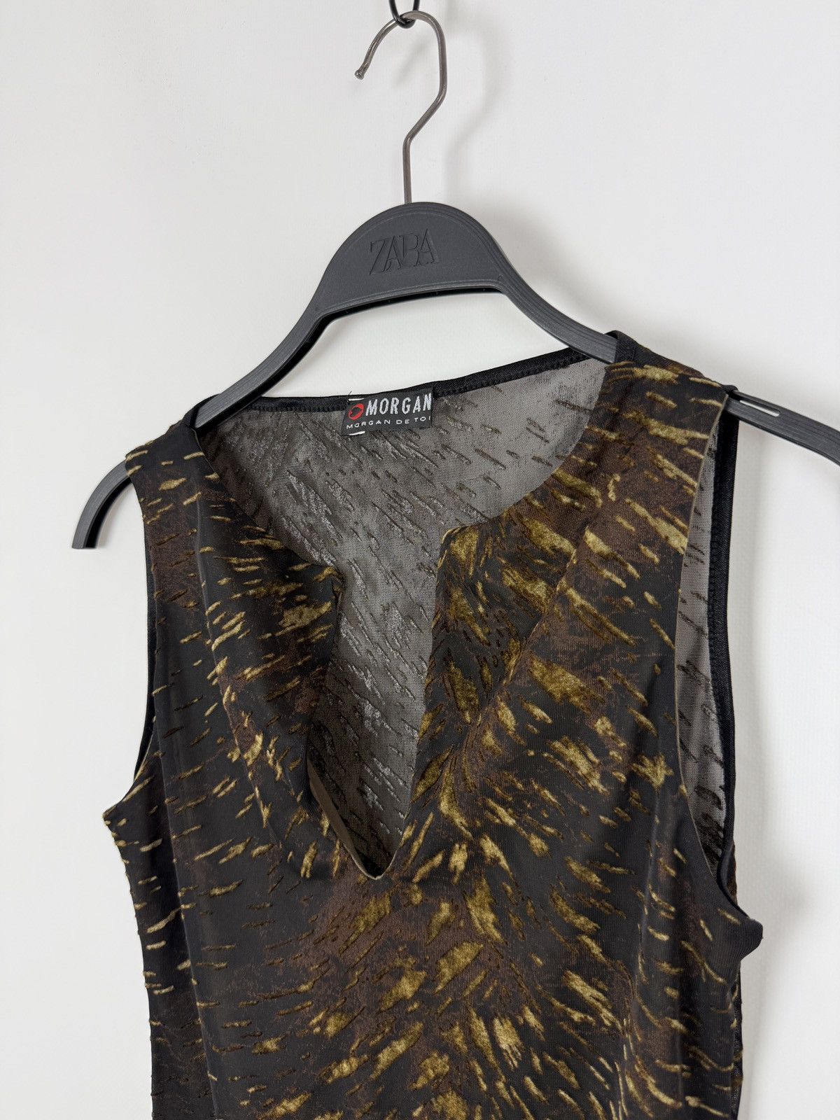 Morgan De Toi Y2K Vintage Morgan De Toi Sheer Velvet Printed Tank Top Size M / US 6-8 / IT 42-44 - 4 Thumbnail