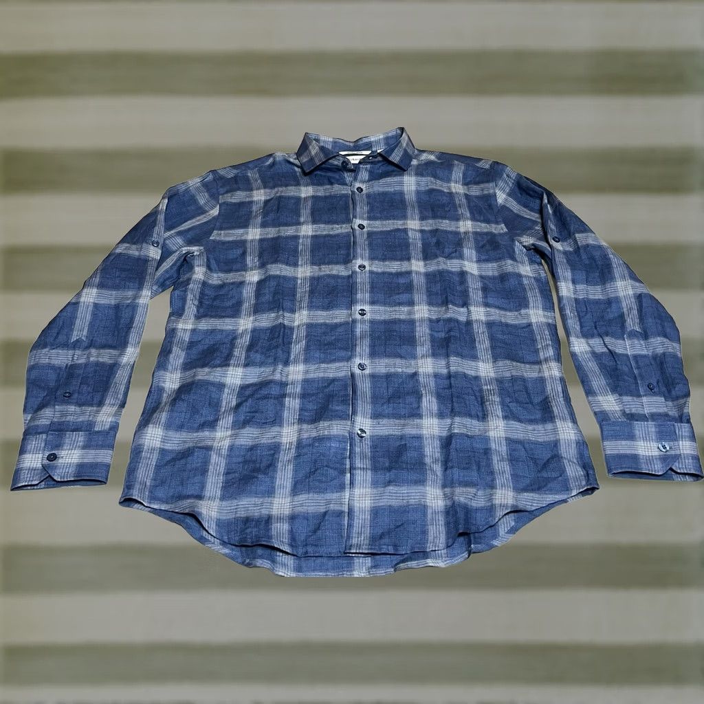 Cubavera Cubavera Shirt Men M Long Sleeve Blue Linen Plaid Button-Up Collared Size US M / EU 48-50 / 2 - 1 Thumbnail