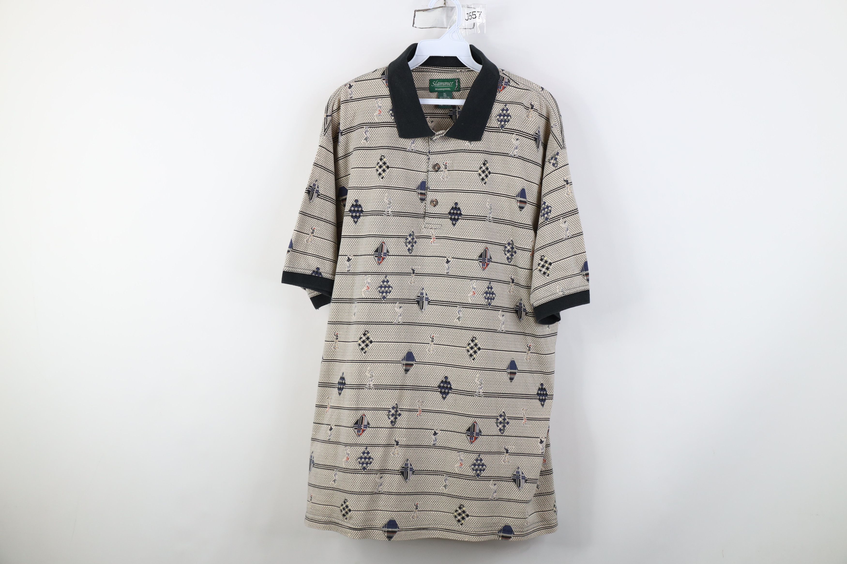 Vintage Vintage 90s Streetwear All Over Print Golf Polo Shirt Size US XL / EU 56 / 4 - 1 Thumbnail
