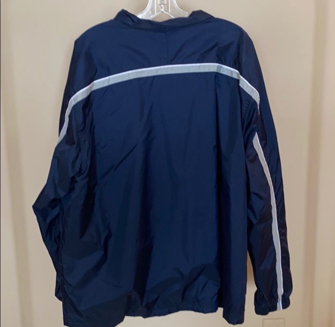 Vintage Vintage mens nike nylon jacket navy blue white strips Size US XL / EU 56 / 4 - 2 Thumbnail
