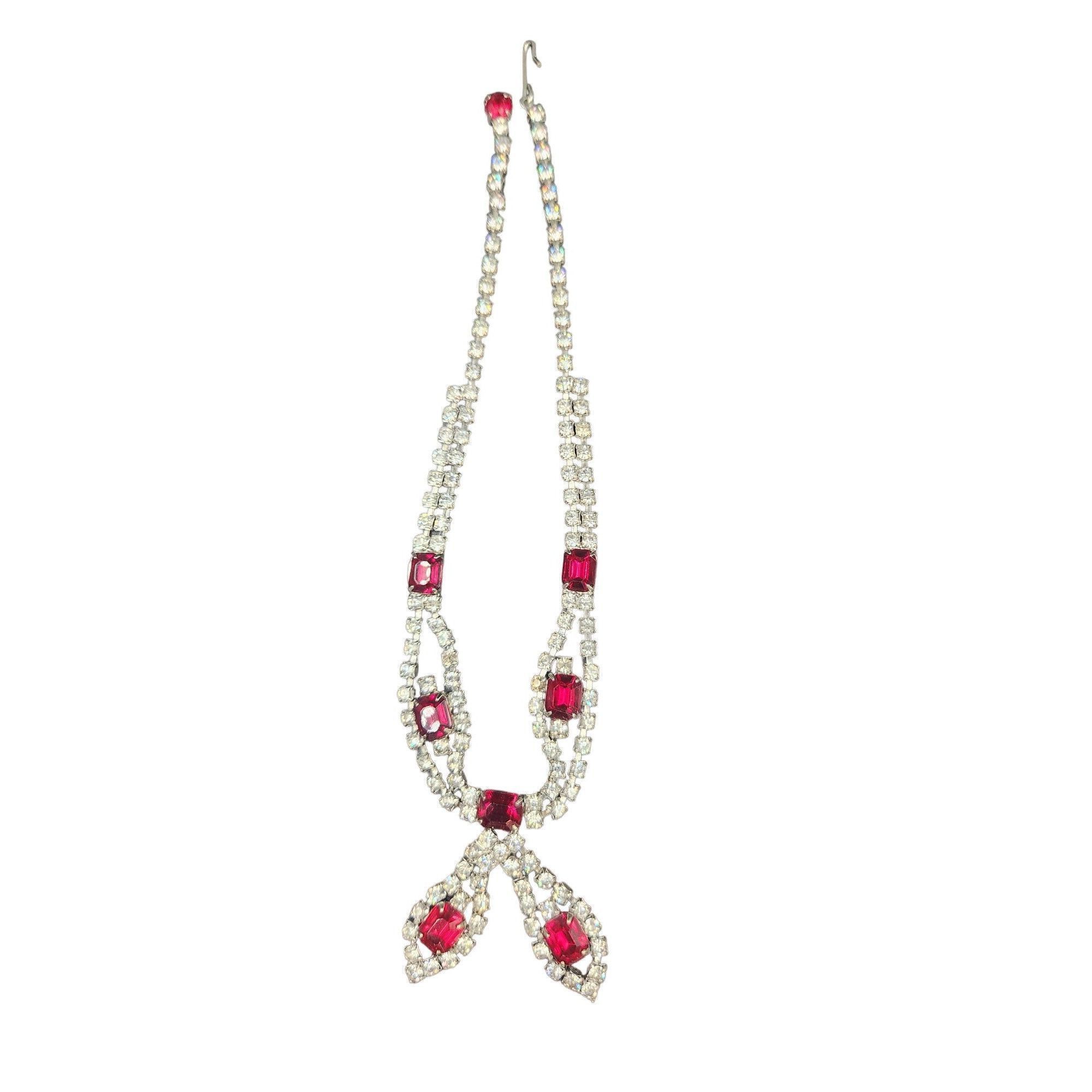 Other Red Rhinestone & Crystal choker adjustable necklace. Size ONE SIZE - 4 Thumbnail