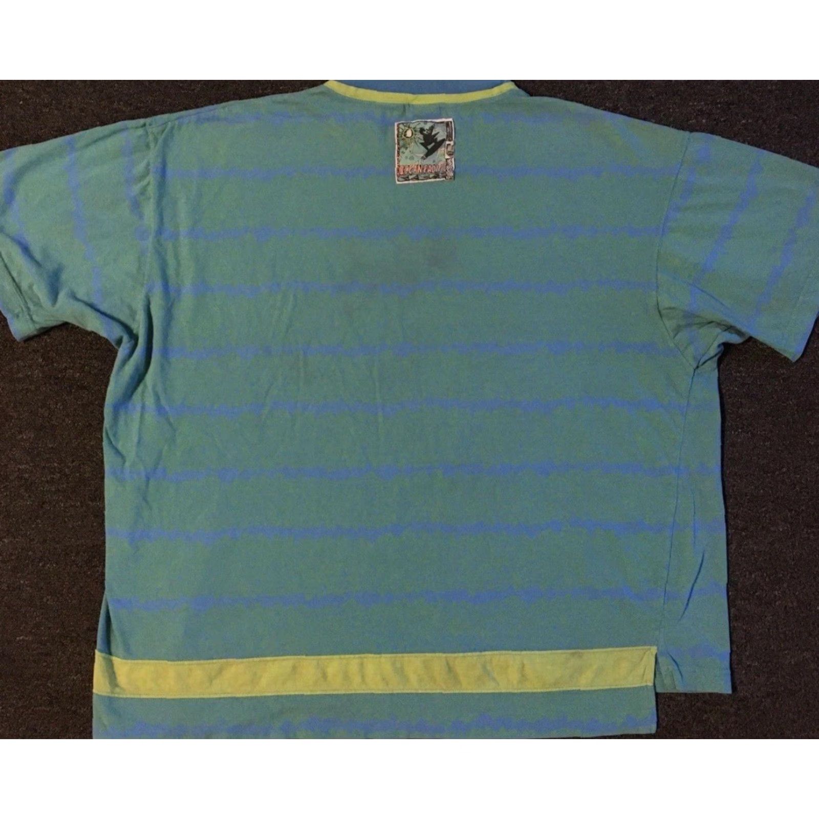 Quiksilver VINTAGE Ocean Pacific Abstract All Over Print Shirt XL Boxy Surf Skate Grunge 90s OP Ocean Pacific T-Shirt Green Blue Quiksilver Beach Water Mens Size US XL / EU 56 / 4 - 2 Thumbnail