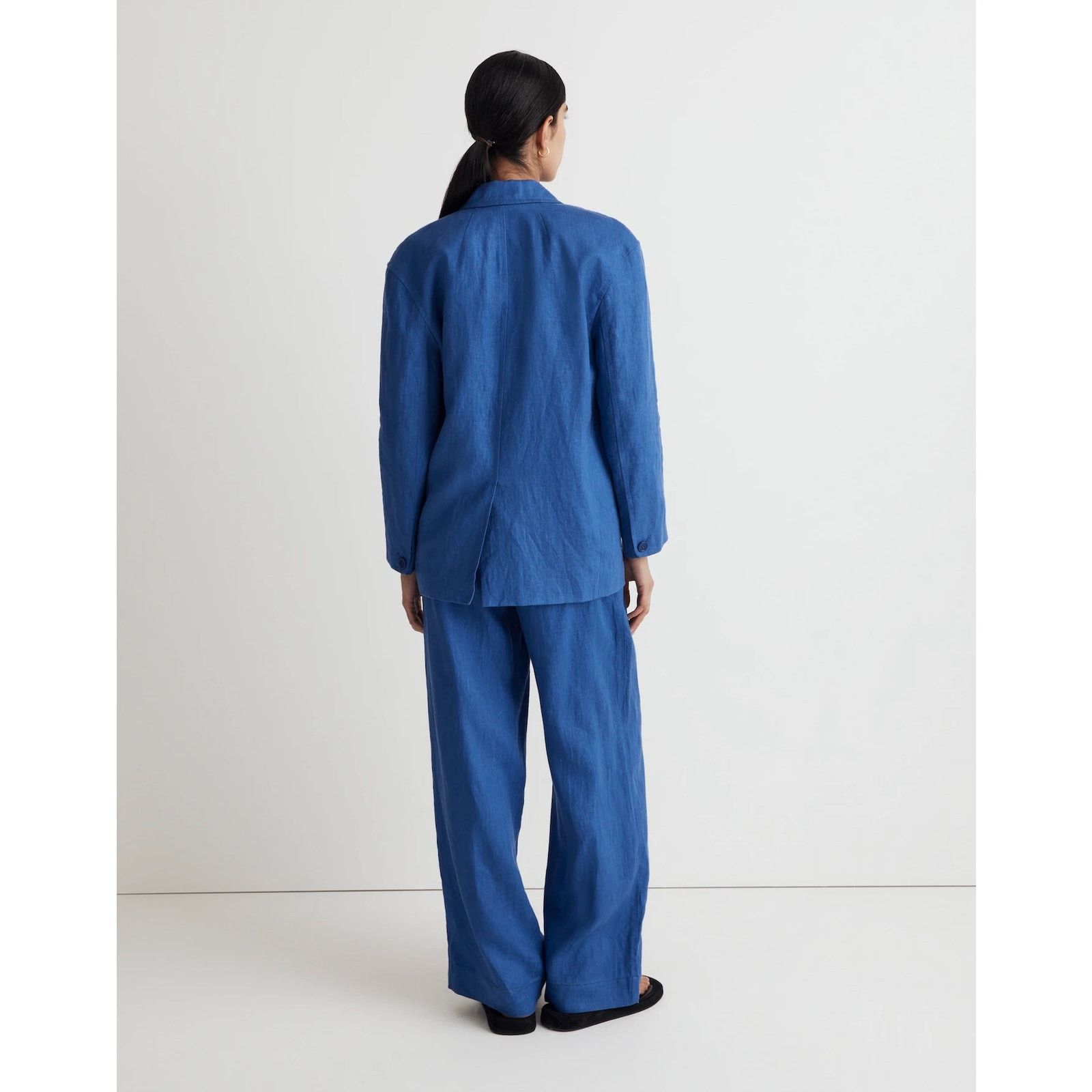 Madewell Madewell Sz XS Blue Double-Breasted Oversized Blazer Linen Size XS / US 0-2 / IT 36-38 - 3 Thumbnail