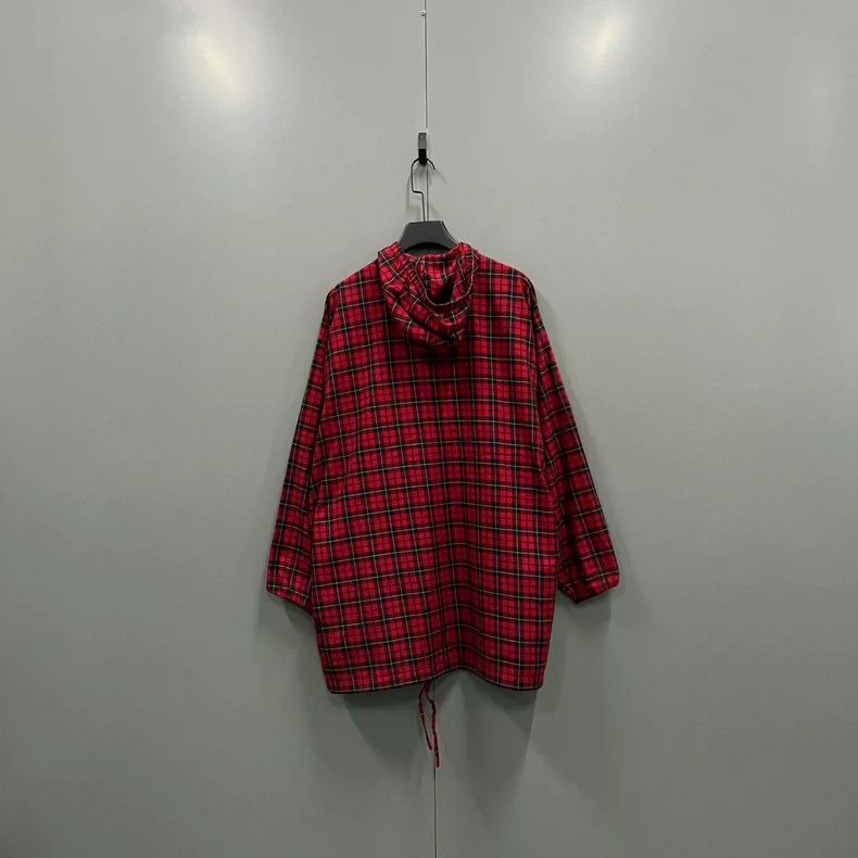 Balenciaga Balenciaga size 37 Black and Red Plaid Hooded Zip-up Jacke Size US XS / EU 42 / 0 - 2 Thumbnail