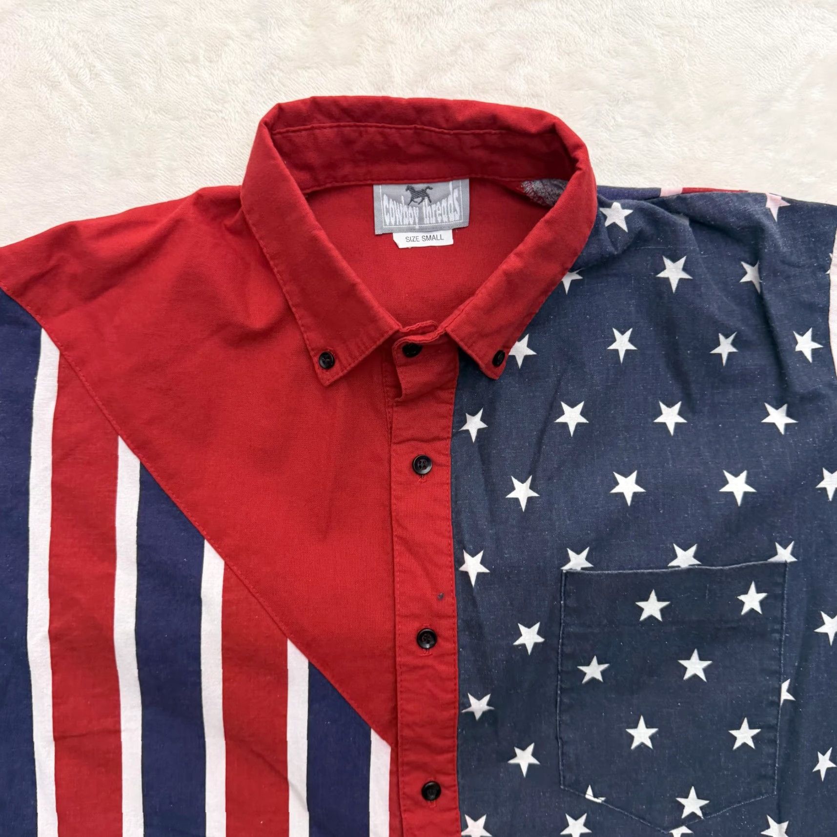 Vintage VINTAGE Cowboy Threads Shirt Mens Small American Flag Patriotic Western Button Up USA Size US S / EU 44-46 / 1 - 2 Thumbnail