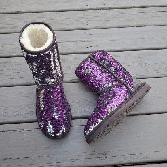 Silver retailer sequin UGG boots