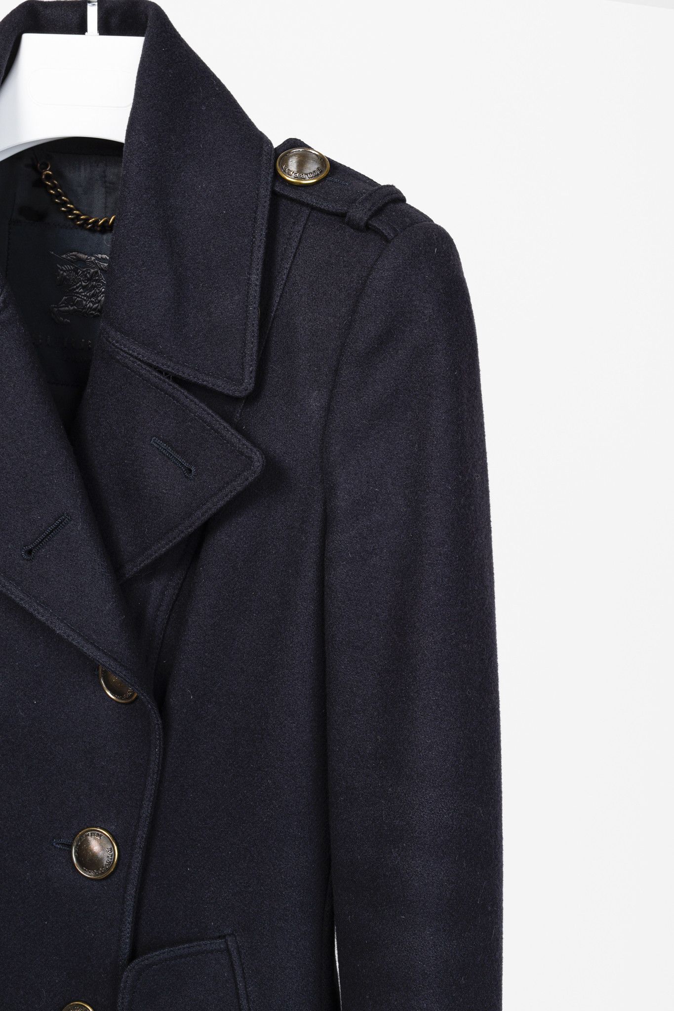 Burberry Prorsum Burberry Prorsum Navy Wool Tulle Trim Pea Coat Size M / US 6-8 / IT 42-44 - 5 Thumbnail