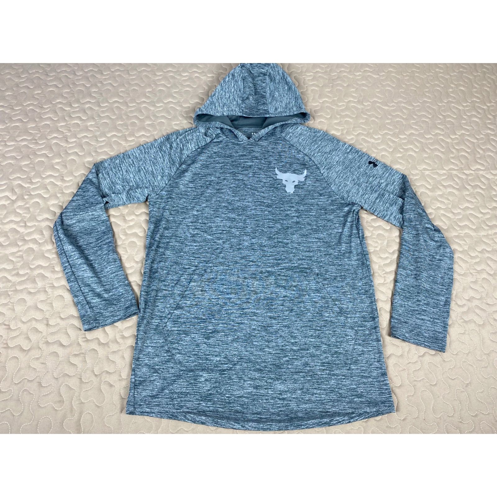 Under Armour VINTAGE Project Rock Under Armour HeatGear Light Workout Hoodie Shirt Mens Sz S Gray Size US S / EU 44-46 / 1 - 3 Thumbnail