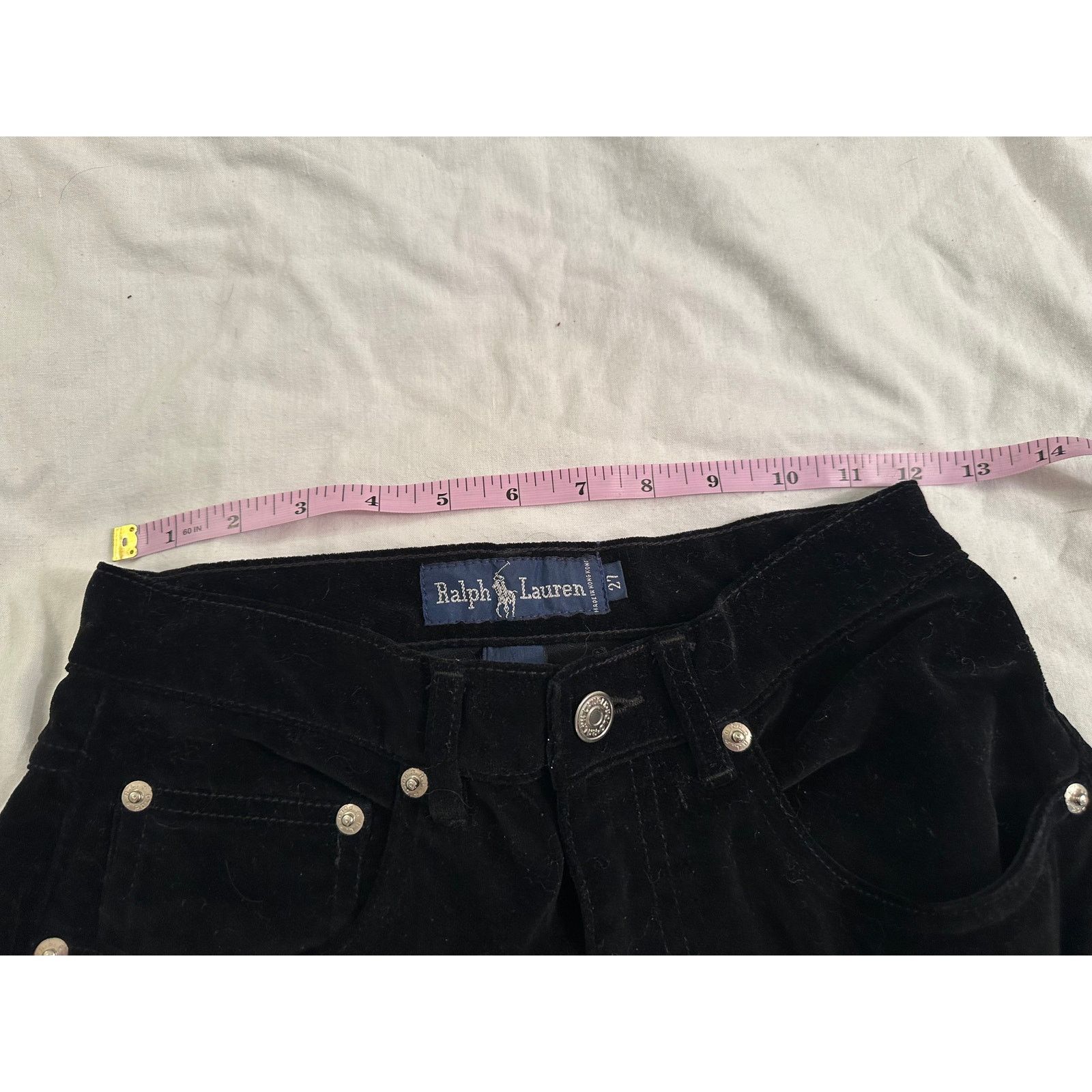 Ralph Lauren 80'S RALPH LAUREN BLACK COTTON VELVET HIGH WAISTED JEANS 27 Size 27" / US 4 / IT 40 - 6 Thumbnail