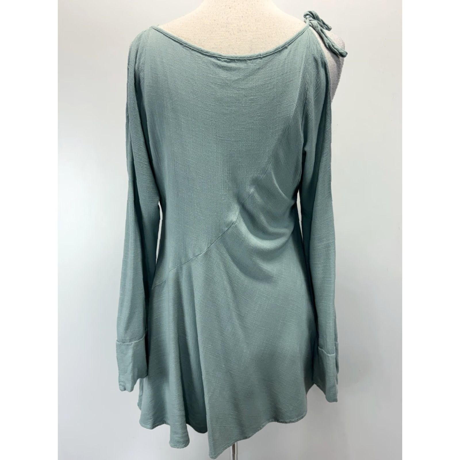 Free People FREE PEOPLE Asymmetrical Long Sleeve Tunic Dress Small Blue Green Womens Size S / US 4 / IT 40 - 3 Thumbnail