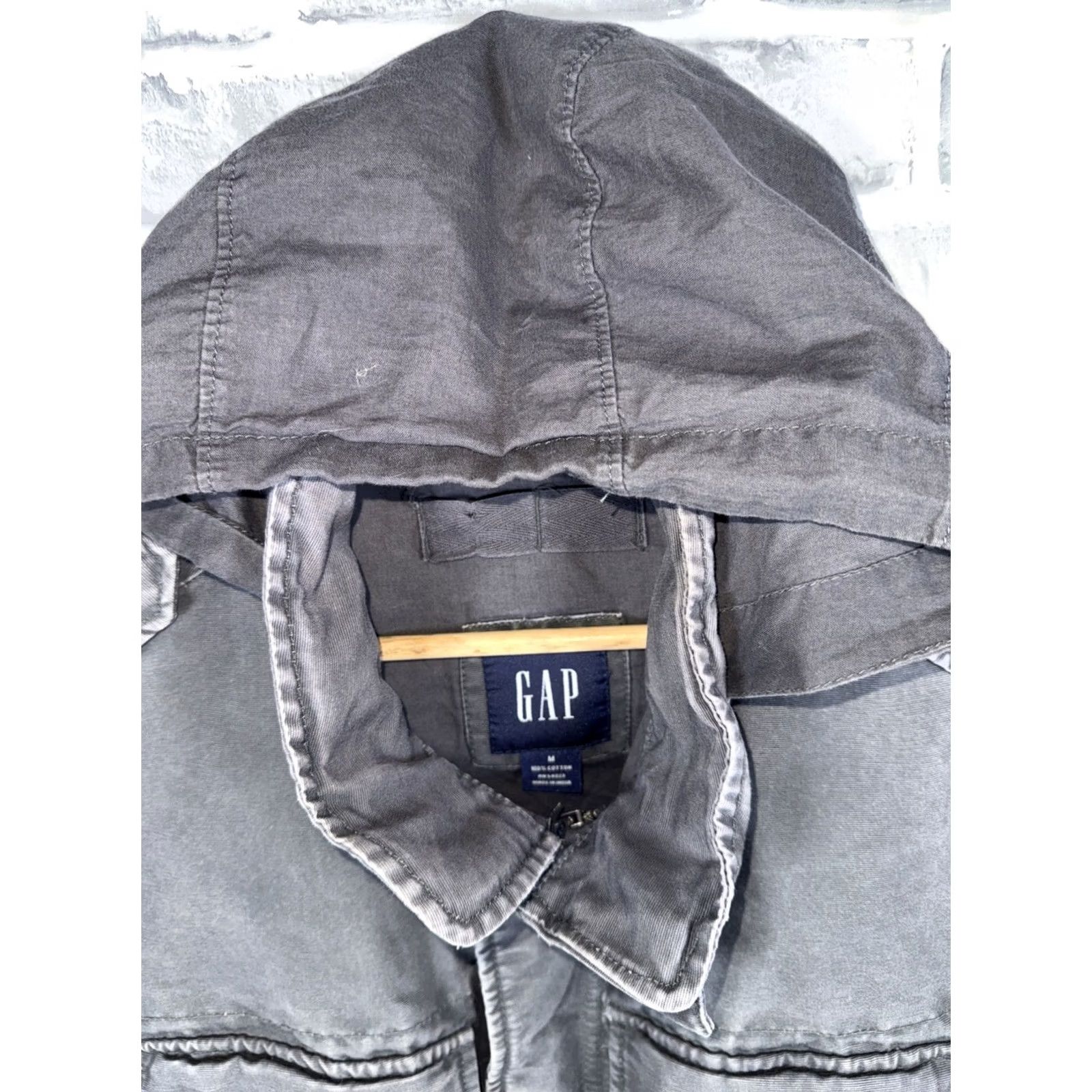 Gap VINTAGE Gap Gray Hooded Canvas Parka Jacket Mens M Size US M / EU 48-50 / 2 - 2 Thumbnail