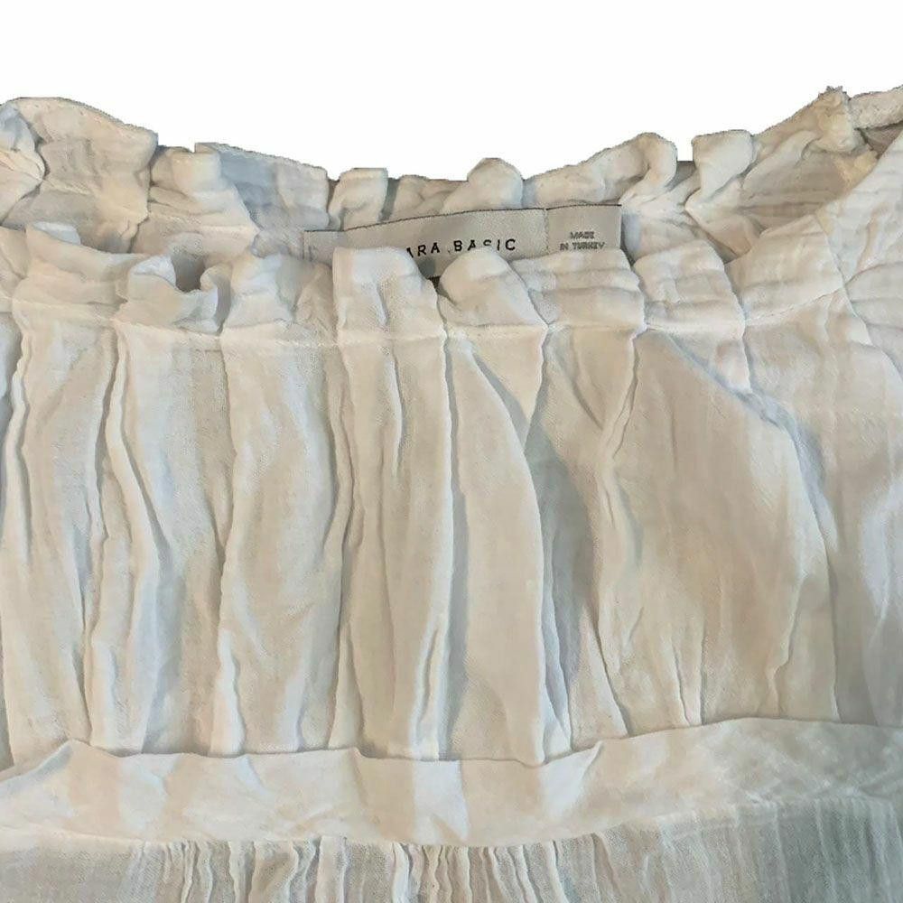 Designer Pre Owned White Hand Made Blouse M Size M / US 6-8 / IT 42-44 - 3 Thumbnail