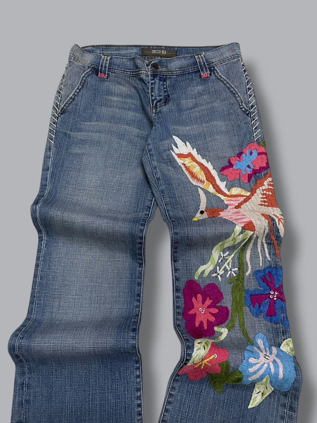 Japanese Brand Vintage 1990s Designer Swtich Usa Embroidered Art Denim Size US 29 - 4 Thumbnail