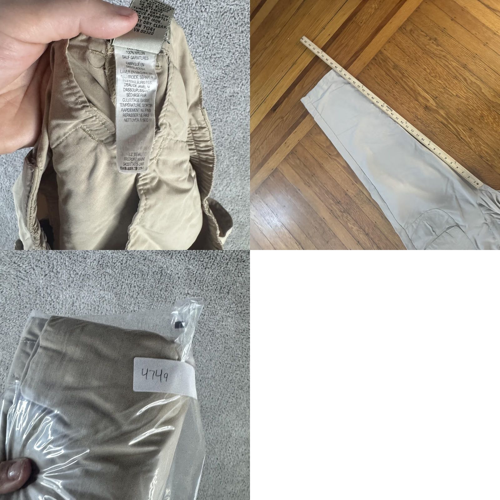 Vintage L.L. Bean Cargo Pants Mens Large Beige Nylon Elastic Waist Relaxed Fit Hiking Size US 33 - 9 Thumbnail