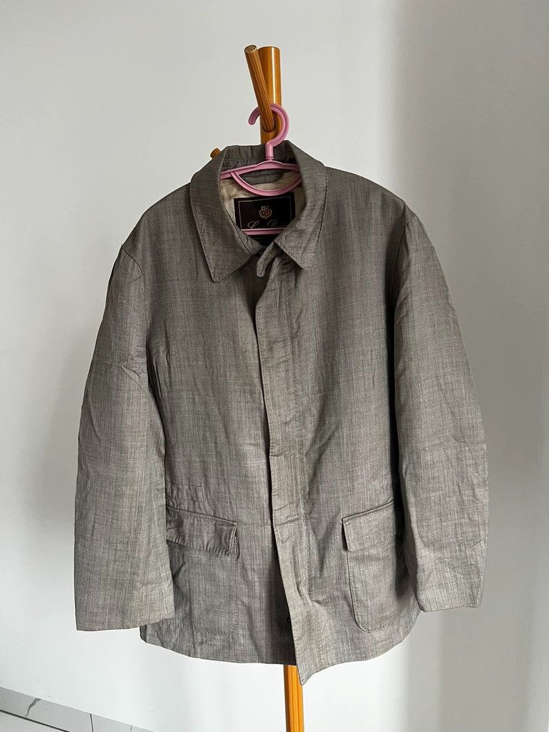Loro Piana LORO PIANA Grey windbreaker made of silk and wool Size US XL / EU 56 / 4 - 1 Thumbnail