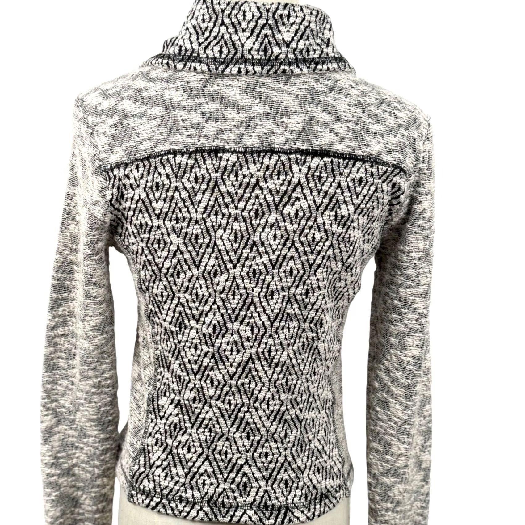 Lucky Brand Lucky Brand S Boucle Knit Sweater Moto Jacket Geometric Diamond Asymmetrical Zip Coat Size S / US 4 / IT 40 - 3 Thumbnail