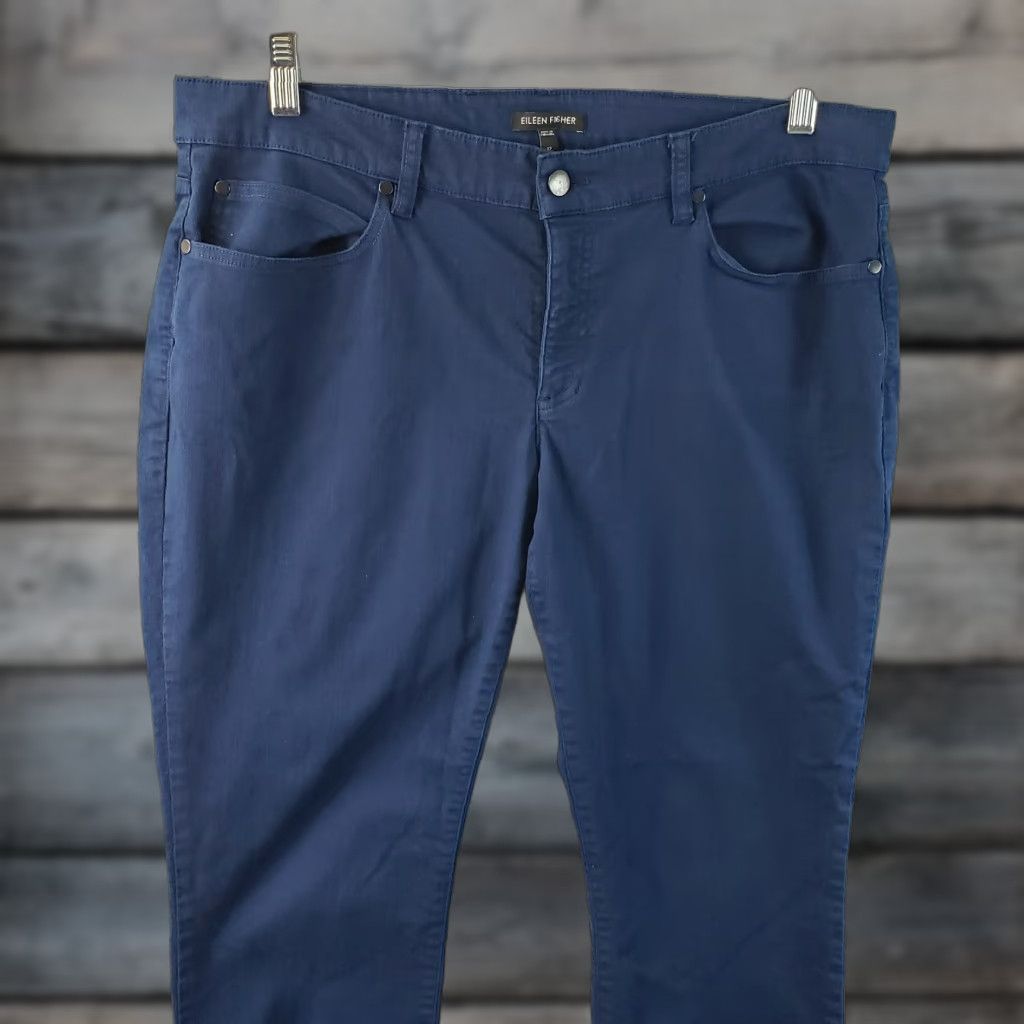 Eileen Fisher Eileen Fisher Womens Jeans Sz 12 Blue Mid Rise Cotton Denim Skinny 28in Inseam Mens? Size 34" / US 12 / IT 48 - 1 Thumbnail