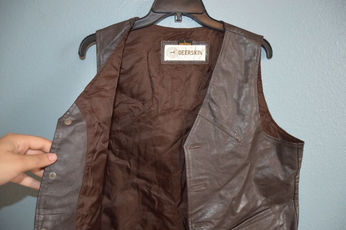 Other Vintage Deer Skin Brown Leather Vest Size 40L - 1 Thumbnail