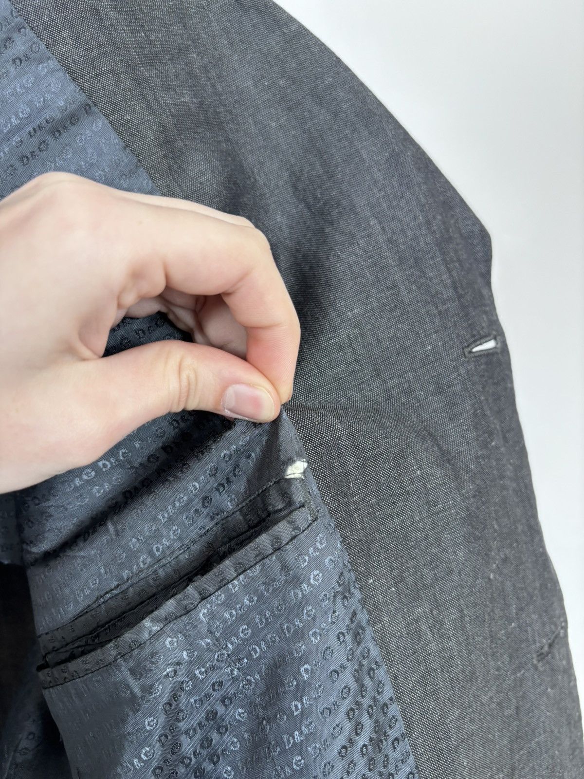 Dolce & Gabbana Dolce & Gabbana Men’s Vintage Grey Linen Wool Blazer Jacket Size 44R - 22 Thumbnail