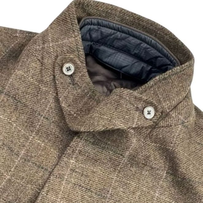 Massimo Dutti Massimo Dutti 1-Piece Mens 46 Brown Men Wool Leather Elbows Zip Hybrid Blazer Plaid 46L Size 46R - 2 Thumbnail