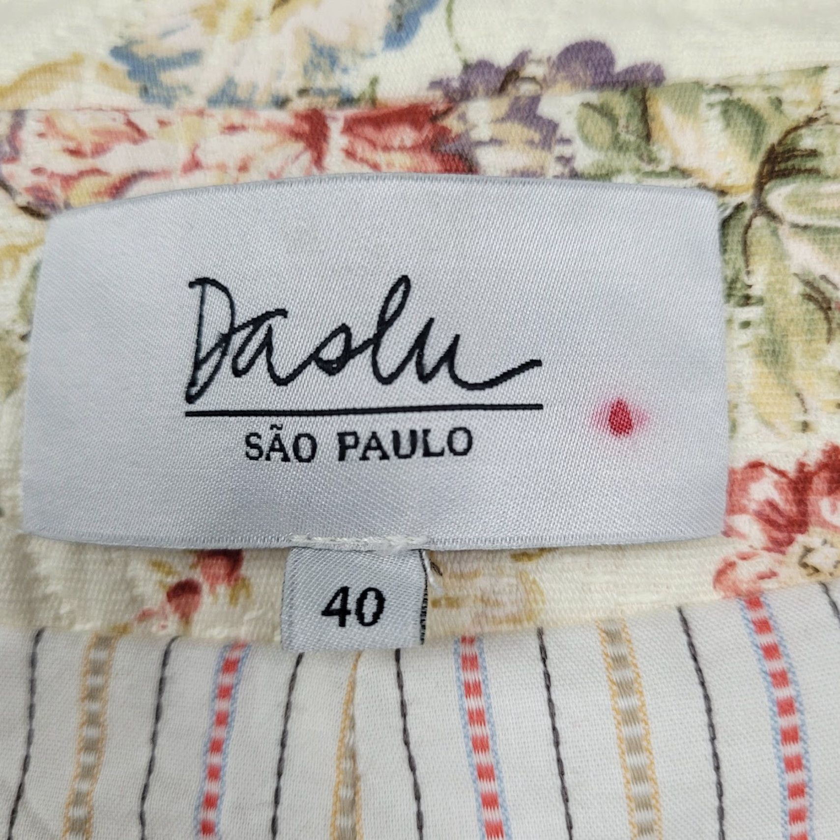 Vintage Daslu Cream Floral 100% Cotton Textured Buttoned Notch Jacket Brazil 40 Size S / US 4 / IT 40 - 3 Thumbnail