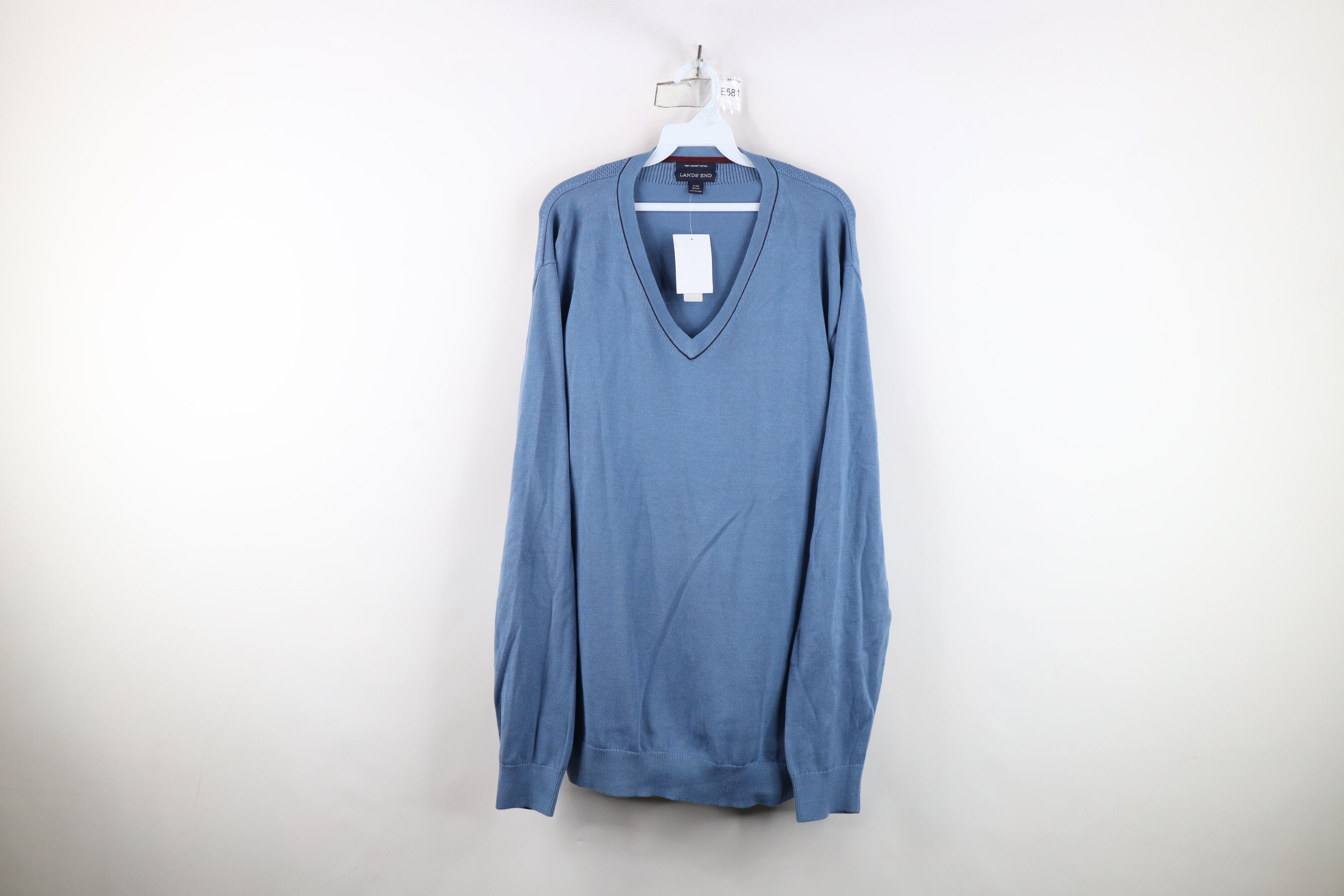 Lands' End Deadstock Vintage Lands End Supima Cotton Knit Sweater Blue Size US XXL / EU 58 / 5 - 1 Thumbnail