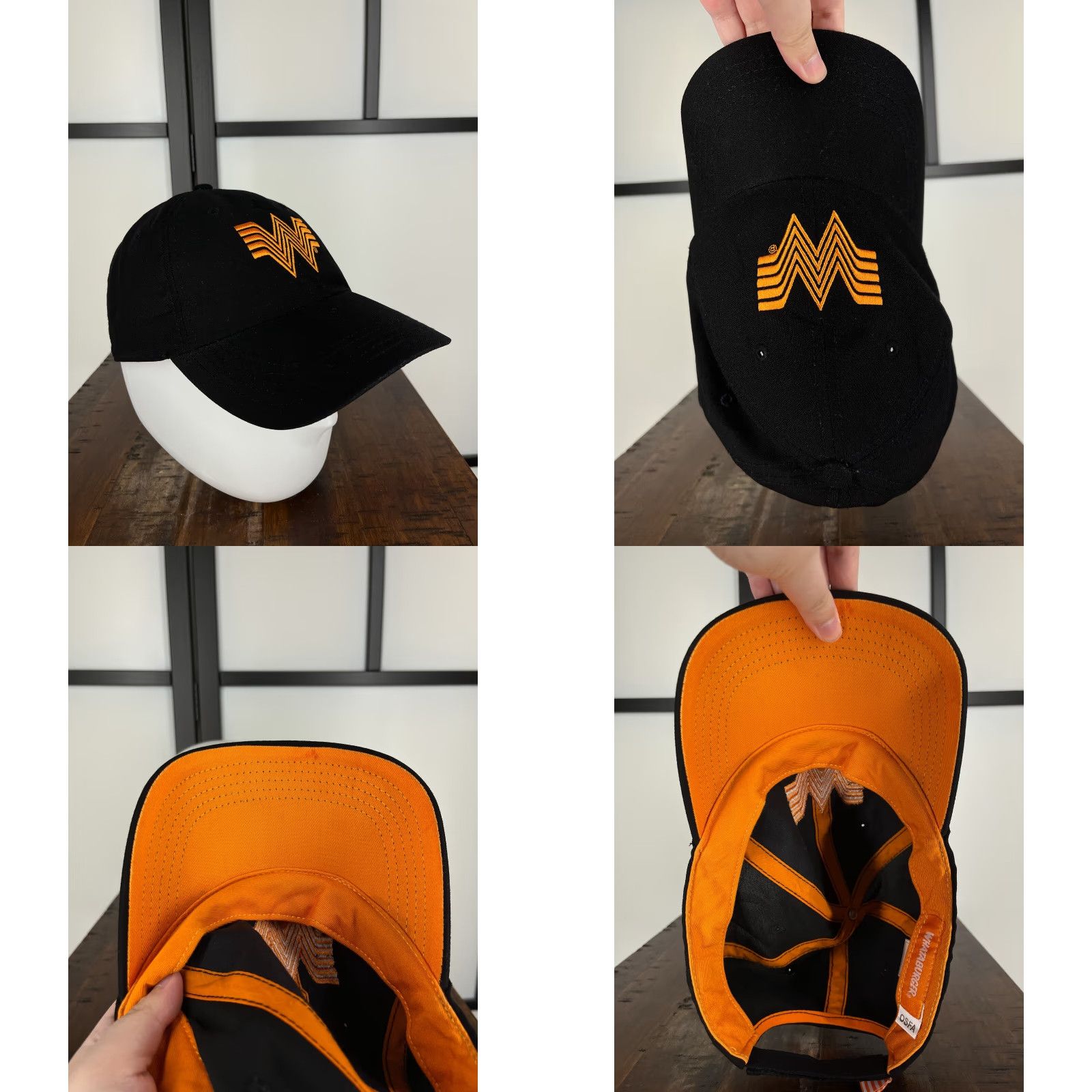 Vintage Whataburger Hat Cap Strap Back Adult One Size Black Polyester Workwear Baseball Cap Unisex Adults Size ONE SIZE - 8 Thumbnail