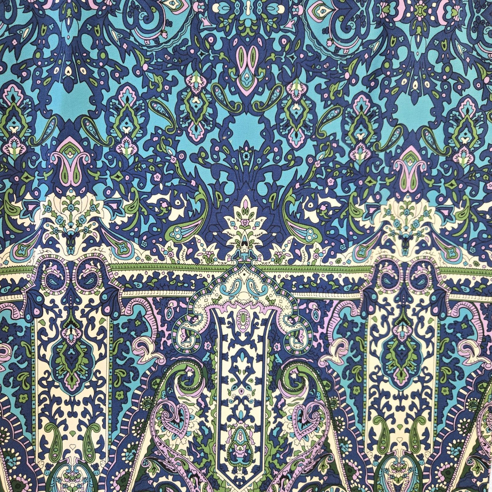 Other Baroque Paisley Blue Purple Cotton Blend Pencil Skirt Size 8 Size 30" / US 8 / IT 44 - 6 Thumbnail