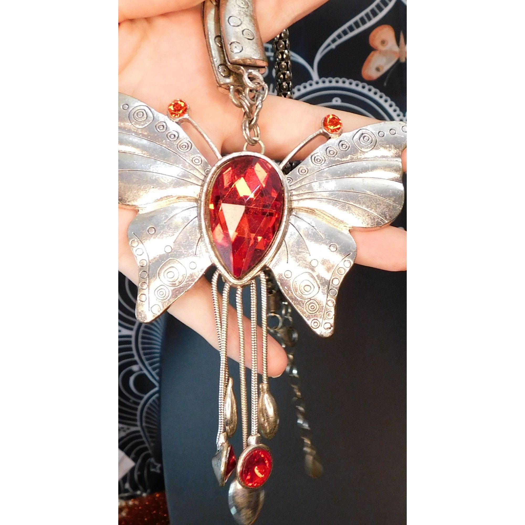 Other Fairycore Fantasy Large Silver Tone Butterfly Necklace Size ONE SIZE - 4 Thumbnail