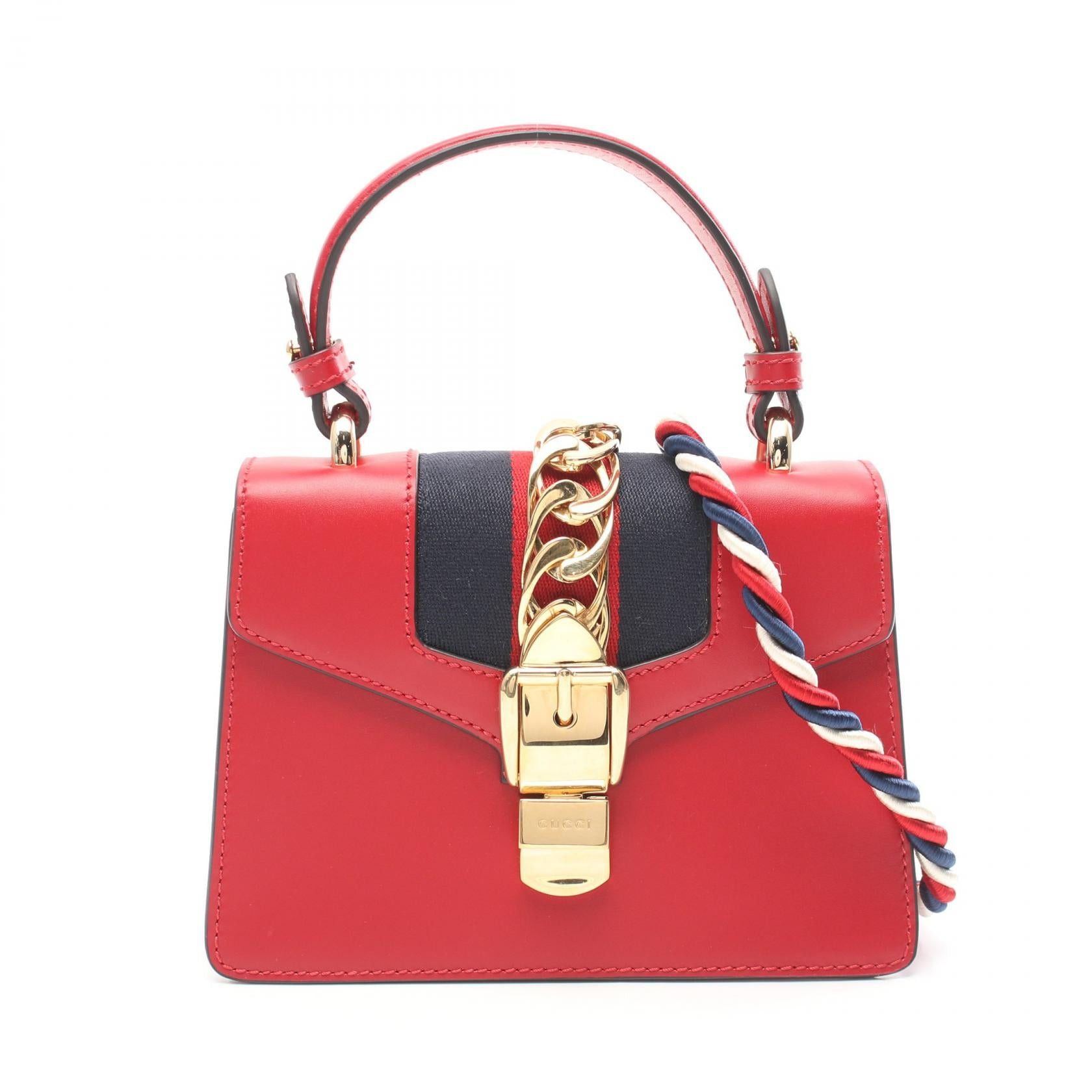 Gucci Gucci Sylvie Sherry Line Handbag Leather Red Multicolor Size ONE SIZE - 1 Thumbnail