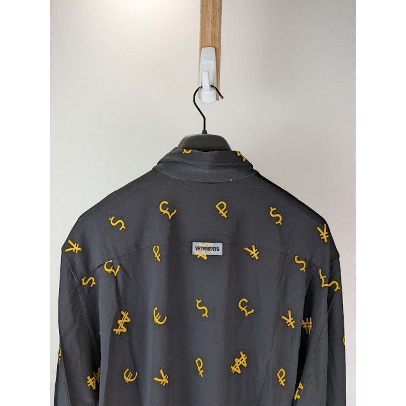Vetements o1rshd1 Currency Print Button Up Shirt in Black Size US L / EU 52-54 / 3 - 15 Thumbnail