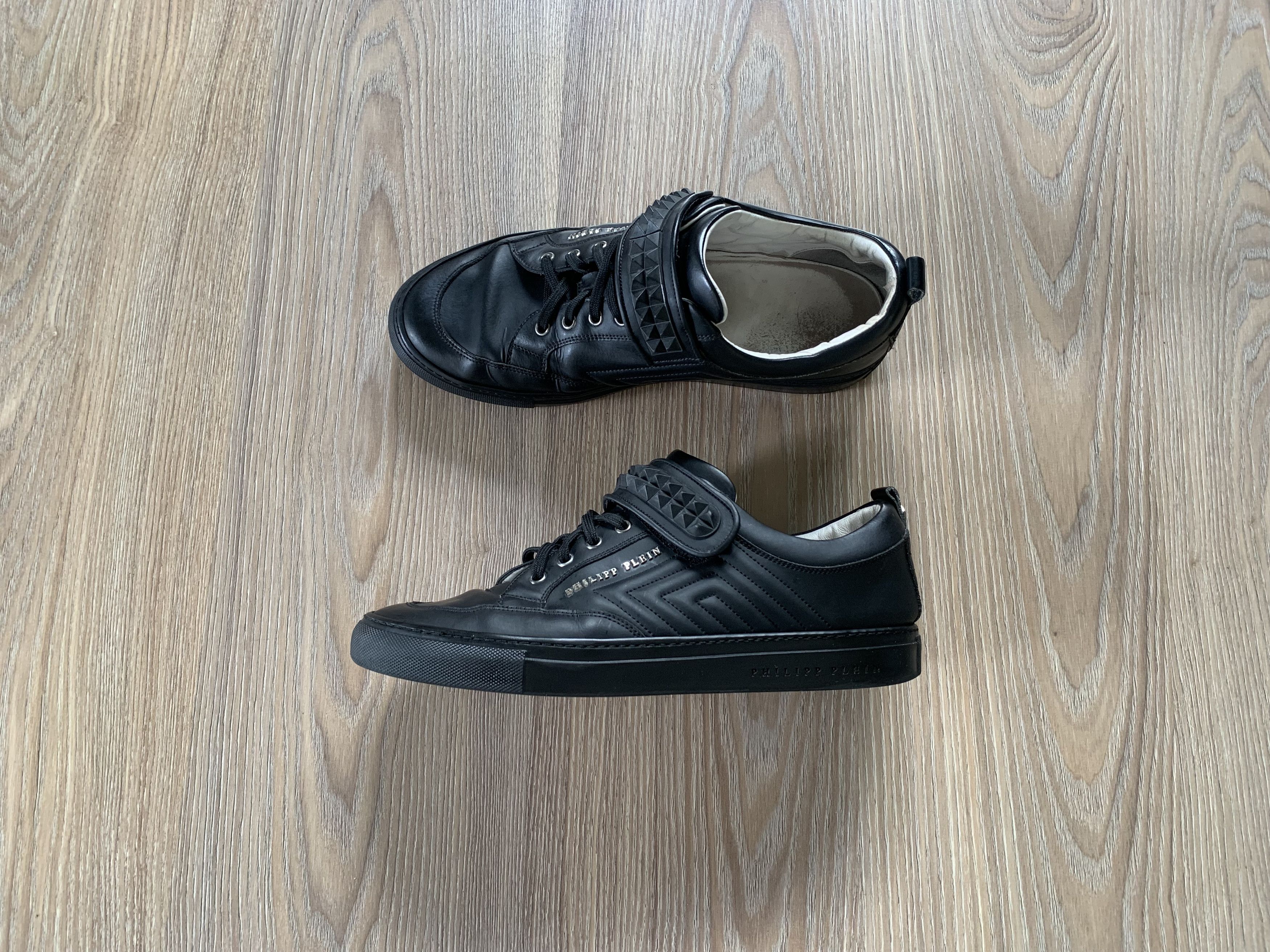 Philipp Plein Philipp Plein Mens Black Leather Low Top Sneakers Size US 11 / EU 44 - 1 Thumbnail