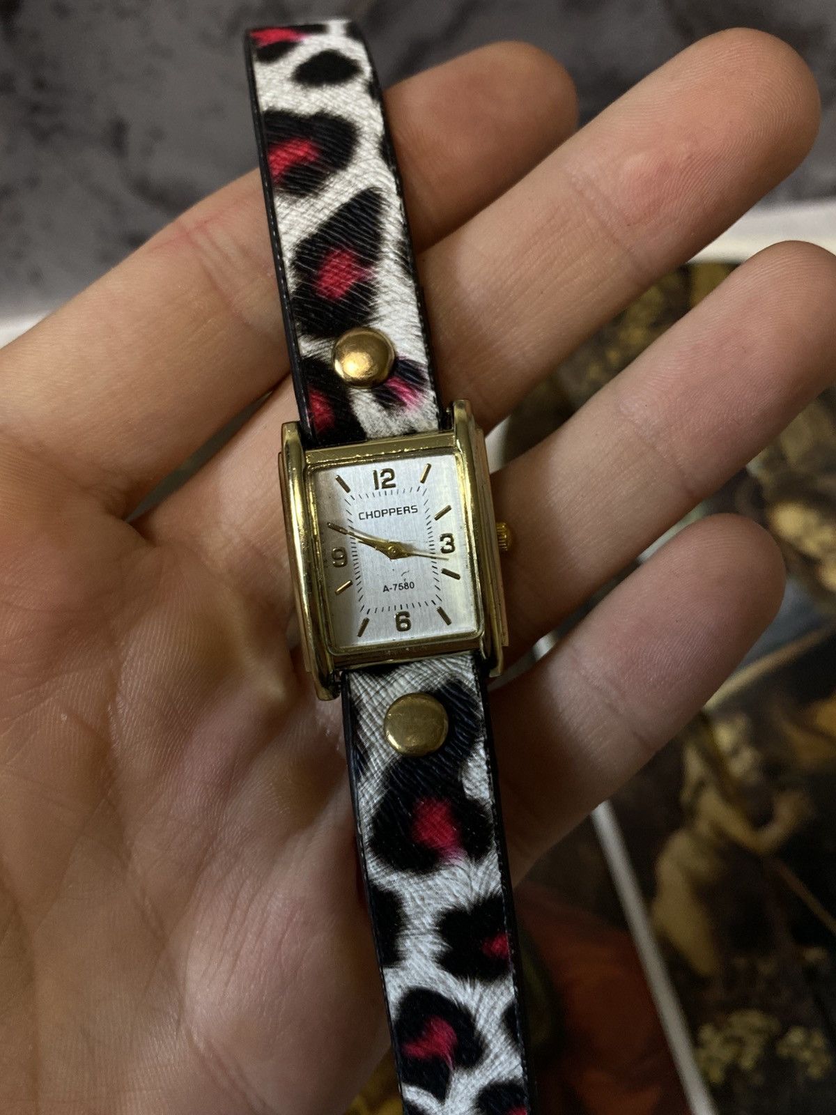 Japanese Brand Choppers Leopard Wrap Bracelet Watch Gold Tank Face Size ONE SIZE - 4 Thumbnail
