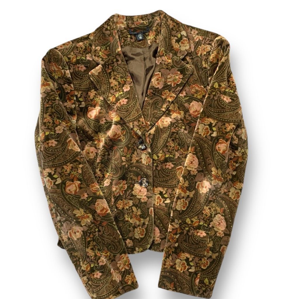Vintage Vintage Brown Dark Floral Paisley Tailored Blazer Jacket Siz Size L / US 10 / IT 46 - 6 Thumbnail