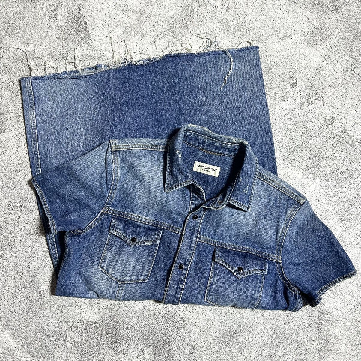 Saint Laurent Paris SAINT LAURENT PARIS Vintage Dresses Blue Denim Size L / US 10 / IT 46 - 22 Thumbnail