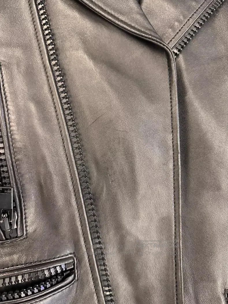 Yves Saint Laurent YSL Black Leather Jacket with Moto Design. Size US L / EU 52-54 / 3 - 5 Thumbnail