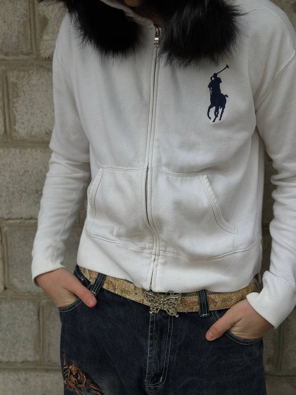 Polo Ralph Lauren VTG Polo Ralph Lauren Zip Hoodie Fur Custom Hand Made Size M Size US M / EU 48-50 / 2 - 3 Thumbnail