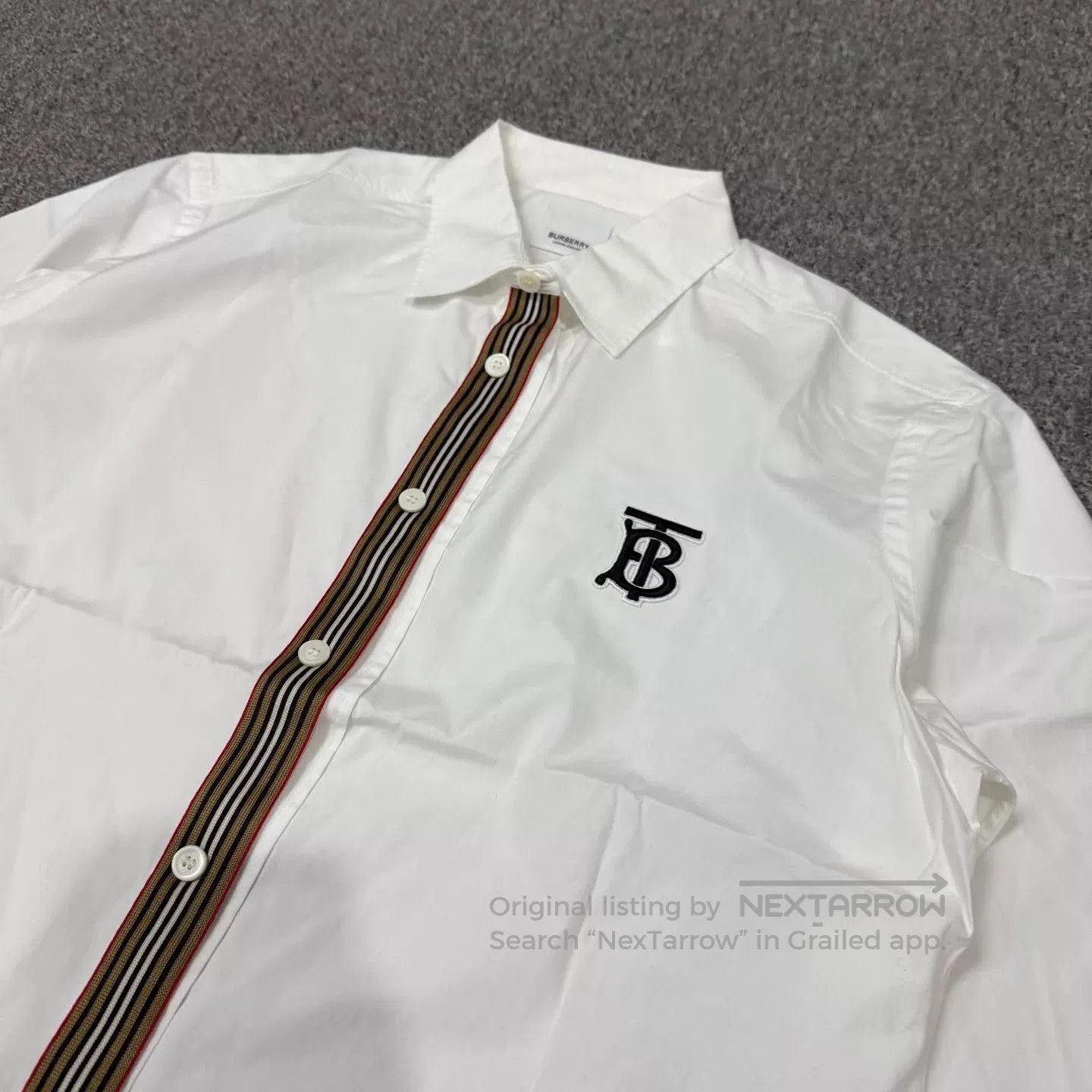Burberry White Long-Sleeve Button-Up Shirt with Stripe Detail. Size US L / EU 52-54 / 3 - 3 Thumbnail