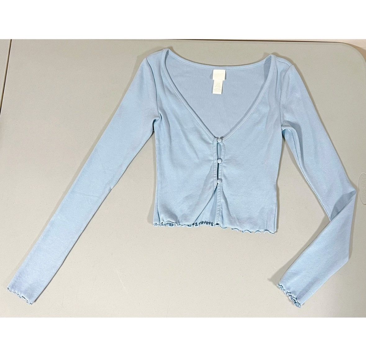 H&M Baby Blue Pastel Long Sleeve Sweater Cardigan Shirt Top XS 🩵 Size XS / US 0-2 / IT 36-38 - 2 Thumbnail