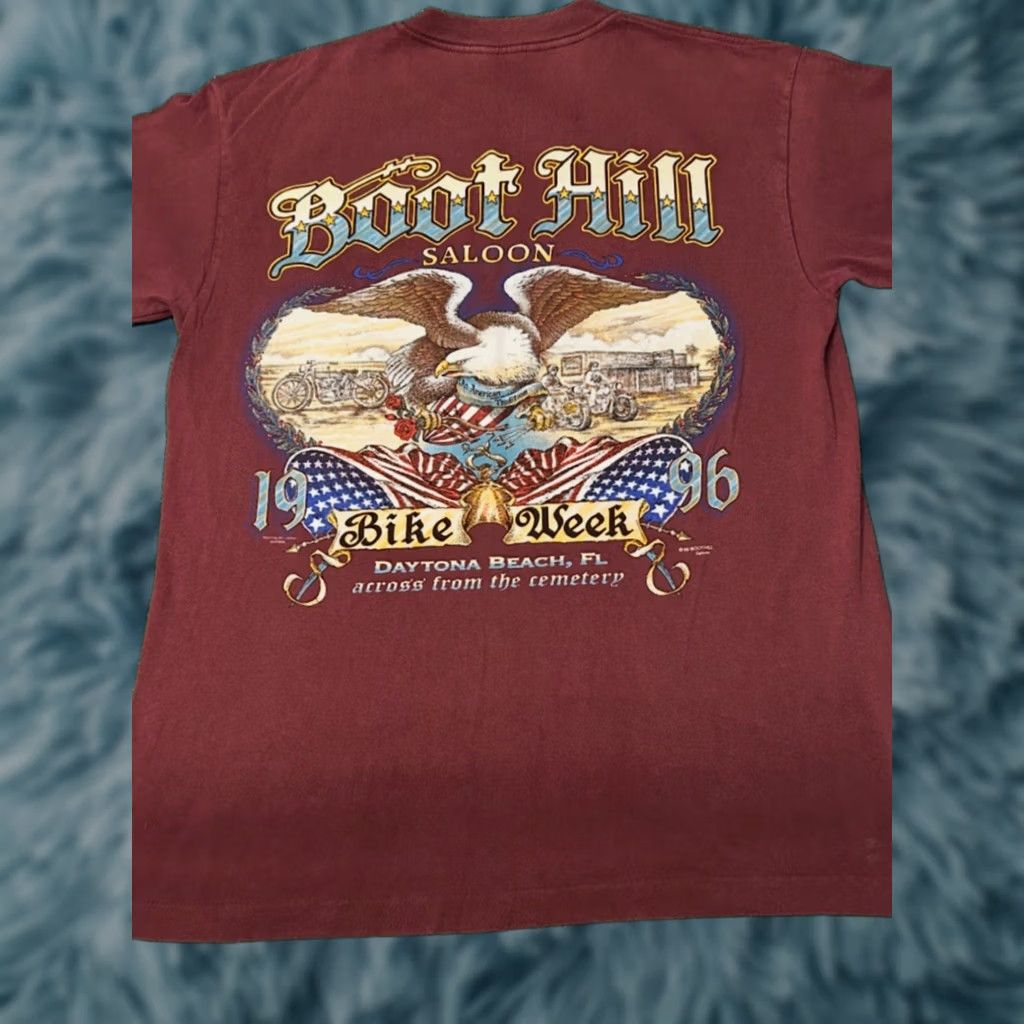 Vintage VINTAGE 90s Boothill Saloon Daytona Bike Week 1996 Biker VTG Shirt Mens Size L Burgundy Size US L / EU 52-54 / 3 - 1 Thumbnail