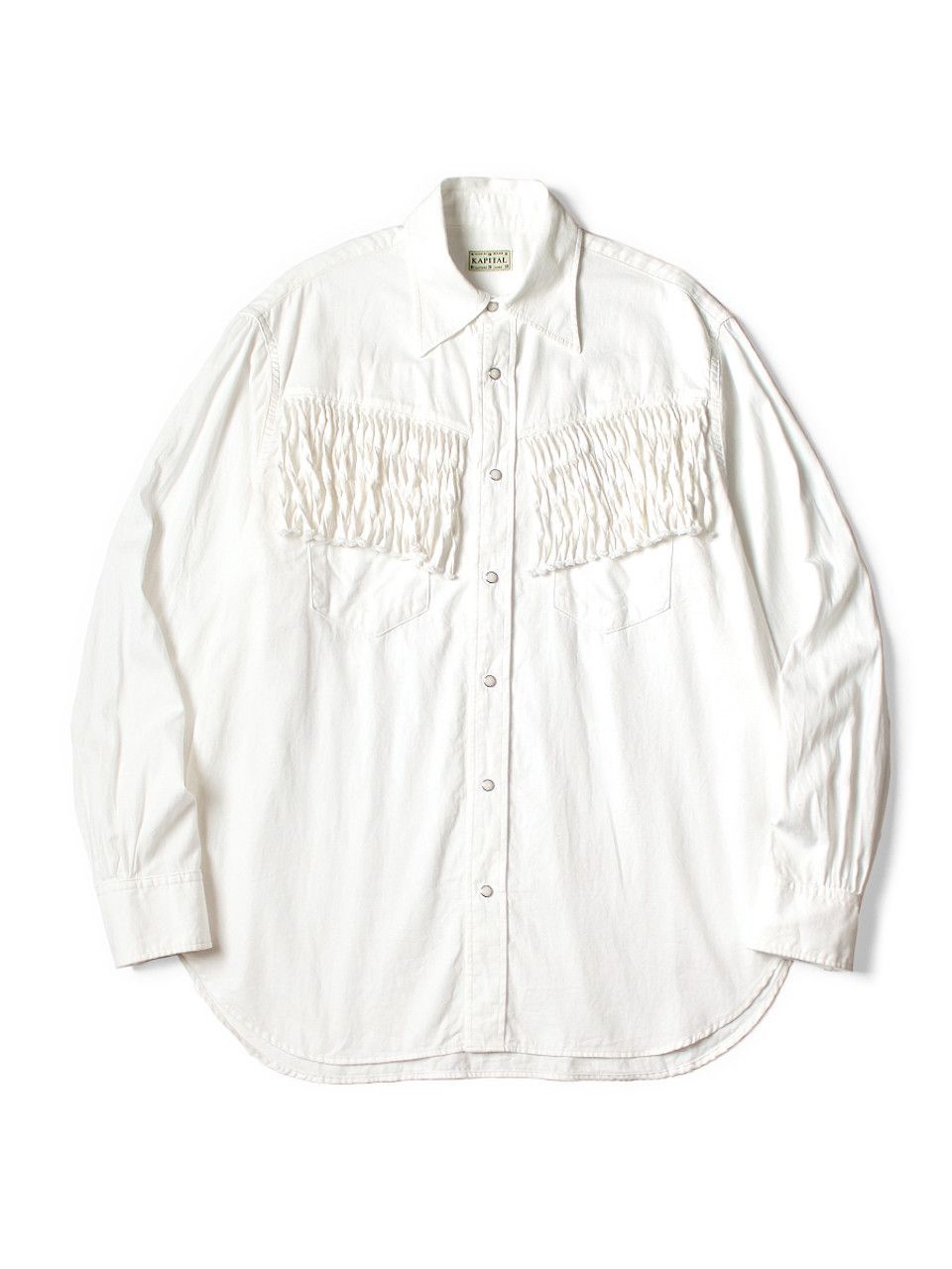 Kapital [3] 5.5oz Denim Fringe Husky Western Shirt in White Size US L / EU 52-54 / 3 - 8 Thumbnail