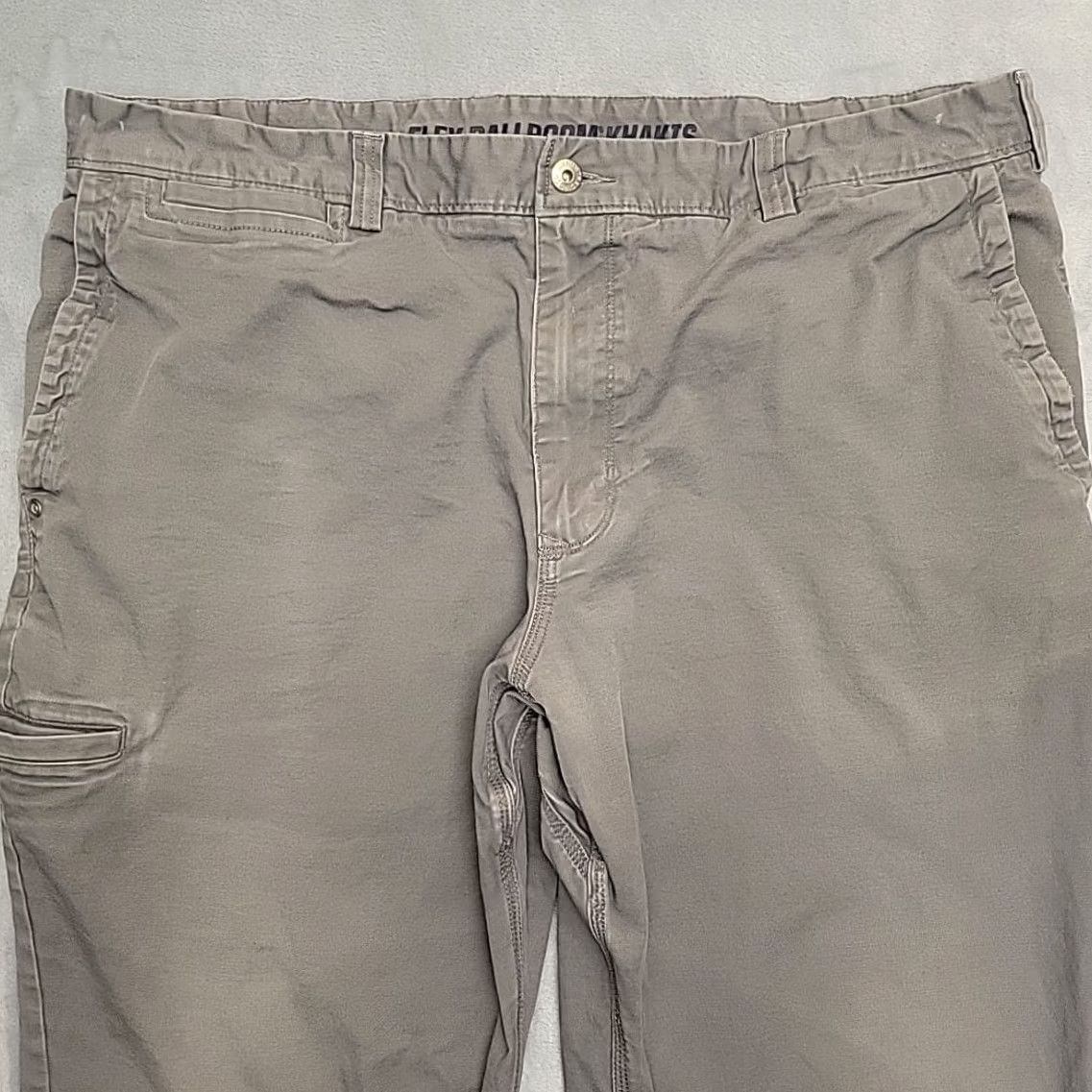 Vintage Duluth Flex Ballroom Khakis Pants Mens 42x30 Gray Canvas Comfort Stretch Blend Spandex Cotton Pocket Size US 42 / EU 58 - 3 Thumbnail