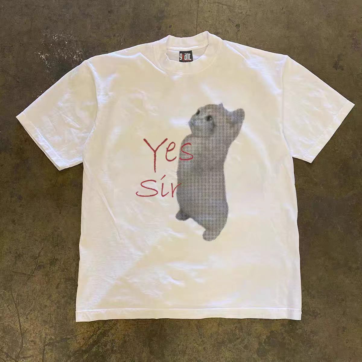 Vintage White casual retro cat print t-shirt Size US M / EU 48-50 / 2 - 1 Thumbnail