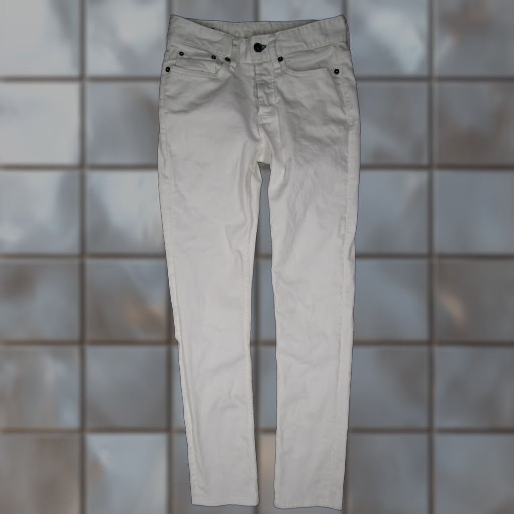DENHAM Denham Jeans Women Mid Rise Button Fly Razor Slim Fit White 27 27W x 32L Denim 5-Pocket Classic Crochet? Size 27" / US 4 / IT 40 - 1 Thumbnail